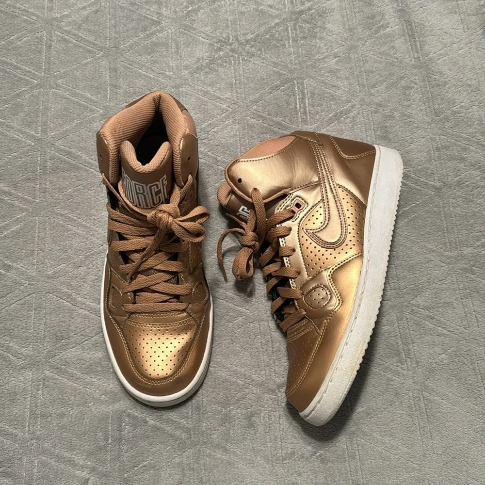 Nike Women's Metallic Rose Gold High-Top Sneakers